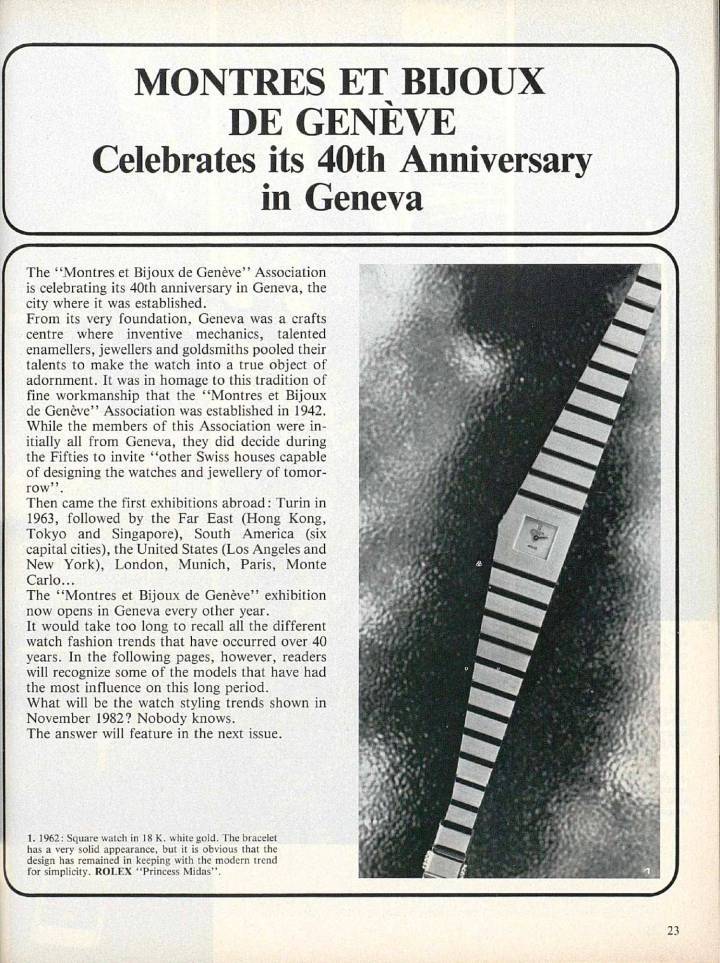 Le 40ème anniversaire du salon Montres et Bijoux célébré en 1982 dans les pages d'Europa Star. 