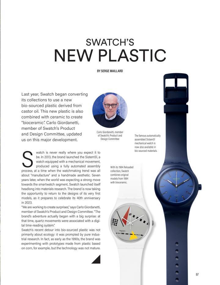Swatch mise sur un nouveau matériau, la biocéramique, pour équiper nombre de ses lignes à l'avenir.