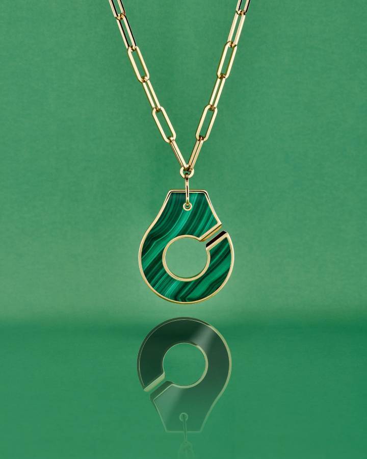 Collier Menottes en malachite