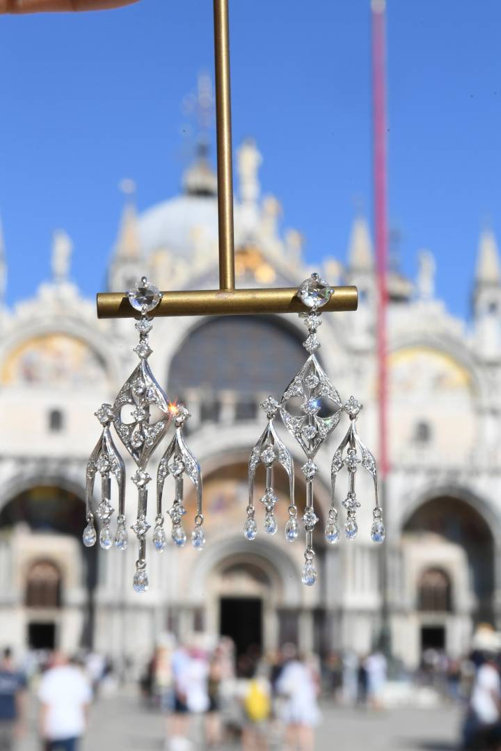 Finestre Veneziane, boucles d'oreilles en or blanc et diamants