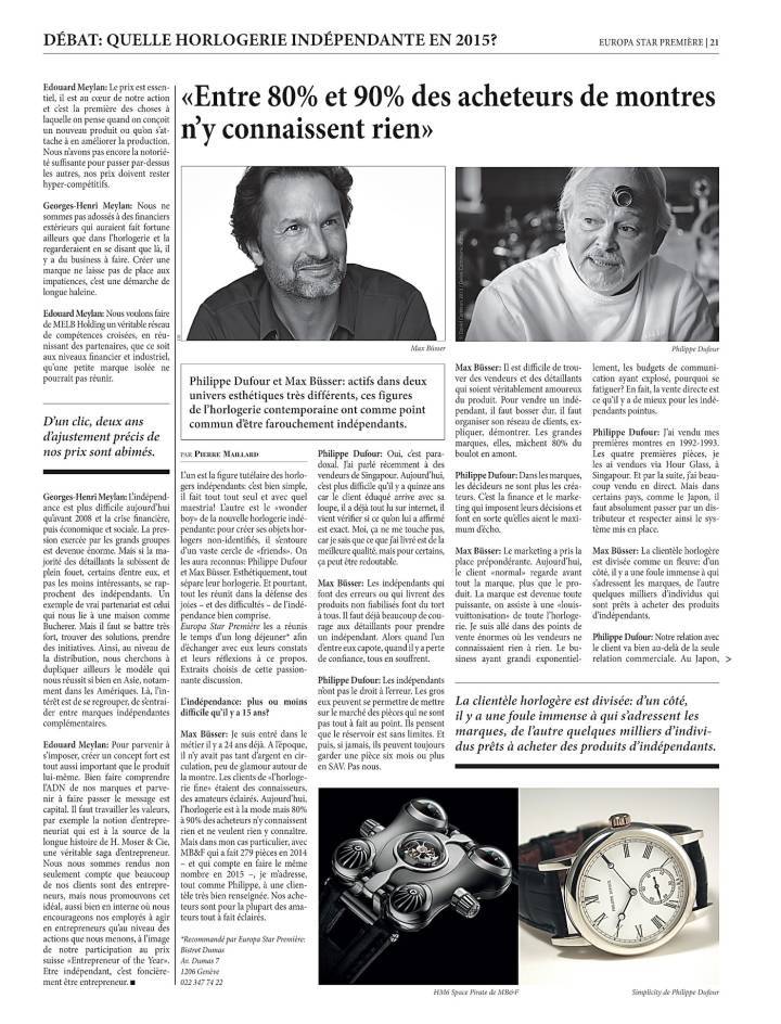 Interview croisée de Georges-Henri et Edouard Meylan il y a dix ans déjà, en 2015 dans Europa Star, sur les débuts de MELB Holding. «Notre modèle, c'est la Confédération suisse», déclare Georges-Henri Meylan. «Une dynamique est en route, très nettement», ajoute Edouard Meylan.