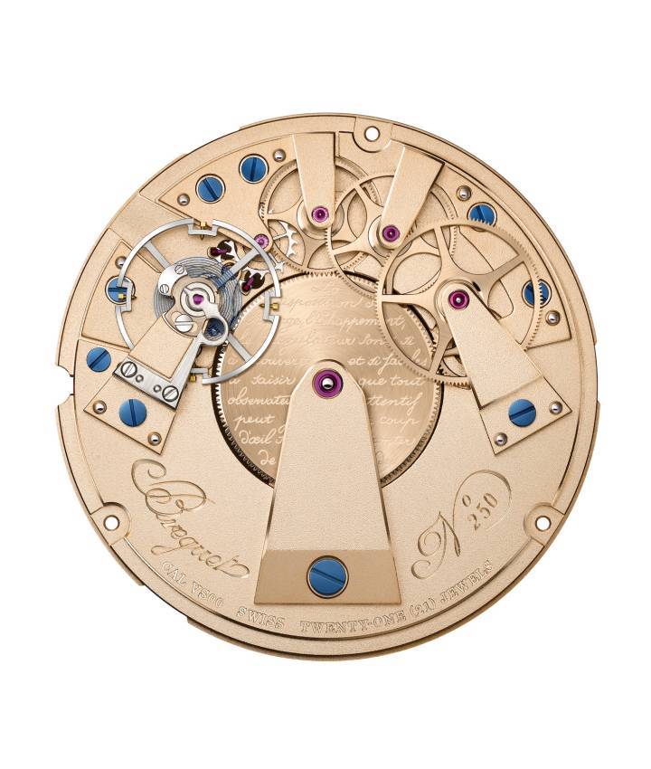 Le mouvement s'inspire directement de l'architecture des premières montres de Souscription signées A.-L. Breguet.