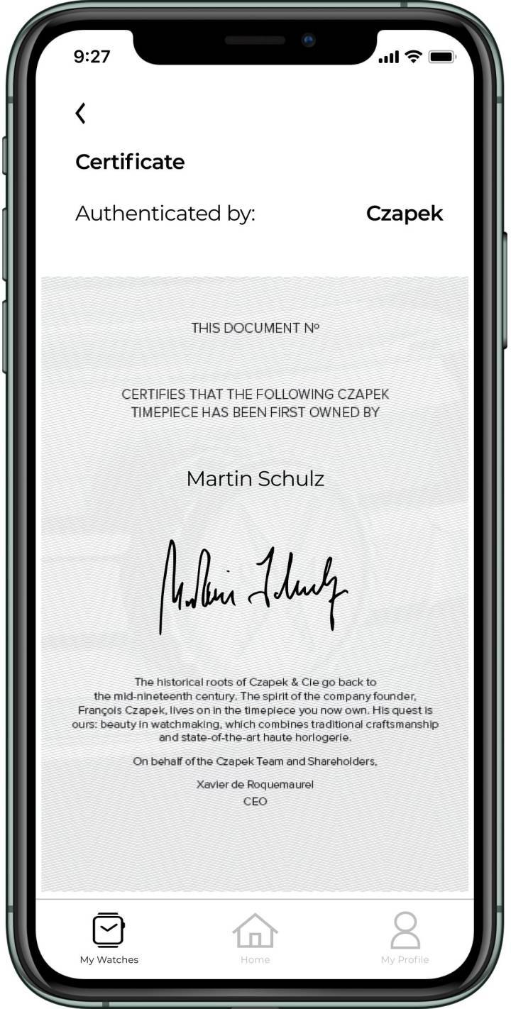 Un certificat d'authenticité protégé par la blockchain.