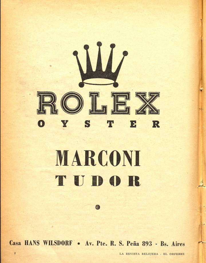 Rolex Oyster, Marconi et Tudor dans cette archive Europa Star de 1946, à destination du marché sud-américain.