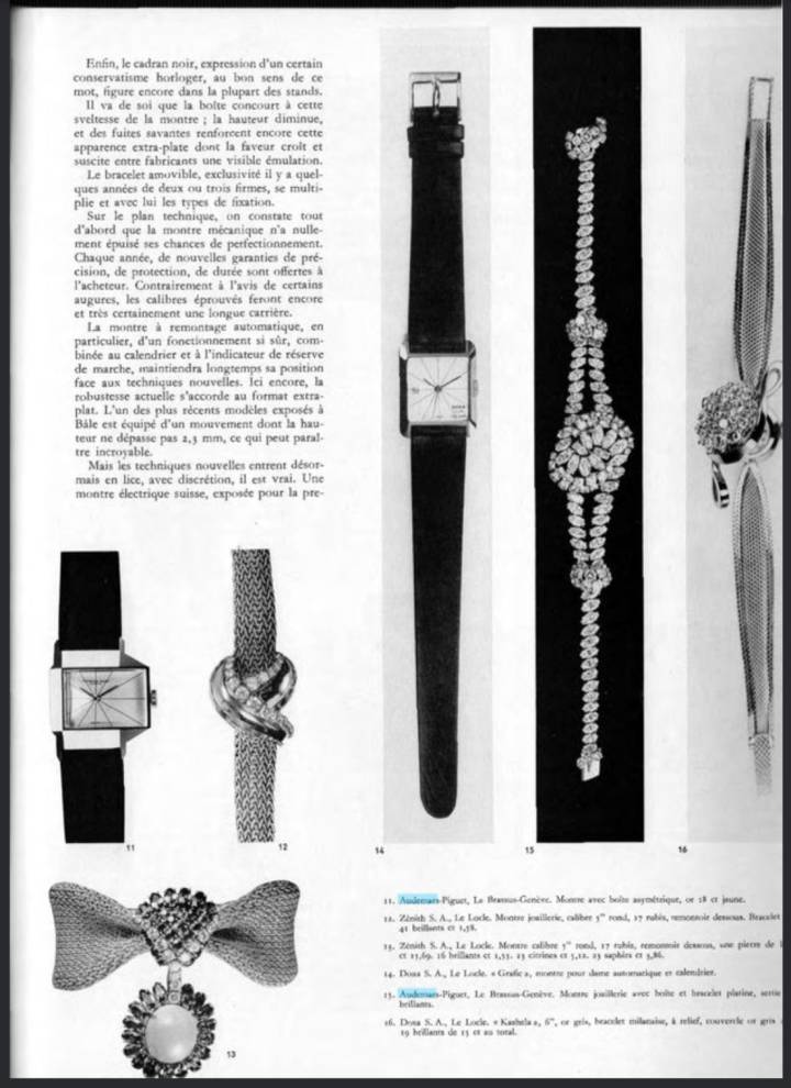 La nouvelle itération du programme, la [RE]Master02, s'inspire d'un modèle rare au boîtier asymétrique de 1960, présenté ici dans un numéro d'époque du périodique «La Suisse Horlogère» (n°11, en bas à gauche).