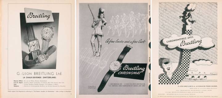 Illustrations Breitling tirées d'éditions des années 1950 d'Europa Star