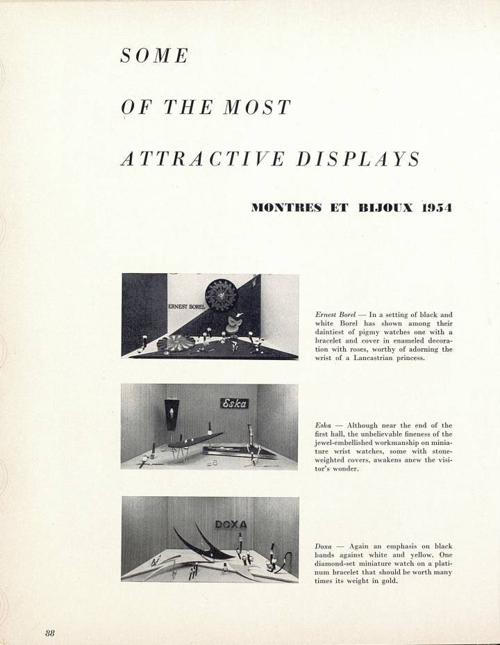 Eska expose au salon Montres et Bijoux de Genève en 1954.