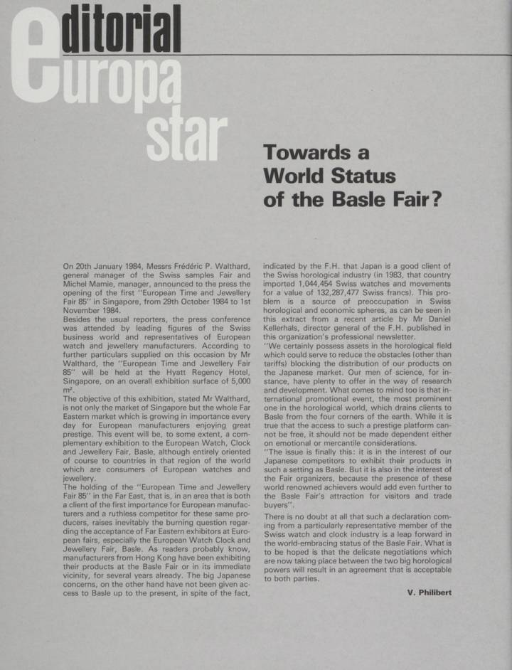 La mondialisation de la foire dans les années 1980 (Europa Star, n°2/1984)