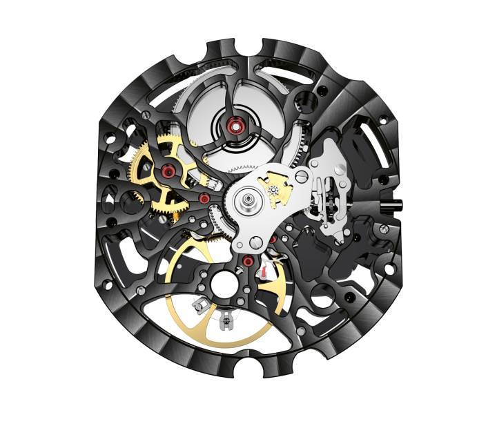 Mouvement automatique Titan standard de 26,4 mm de diamètre et 5,1 mm d'épaisseur, avec une réserve de marche de 36 heures et un remontage unidirectionnel.