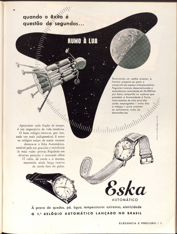 Les débuts du Space Age et la fascination croissante pour l'exploration spatiale se font sentir dans cette annonce Eska.