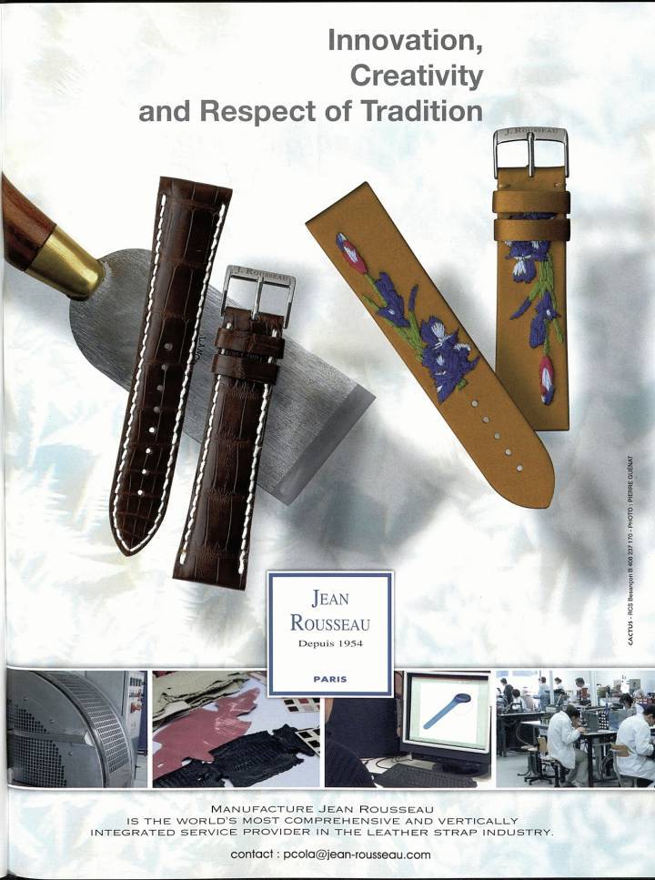 Sous la nouvelle direction et propriété de Jacques Bordier, la société est renommée Jean Rousseau et s'oriente vers le monde de l'horlogerie de luxe. Ici une annonce parue en 2006 dans Europa Star.