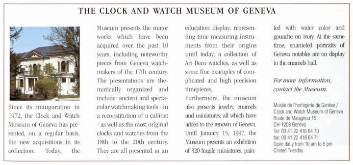 Musée d'horlogerie de Genève: un tort pas encore réparé