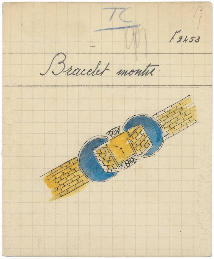 La Ludo Secret Watch, esquisse de 1948, archives Van Cleef & Arpels