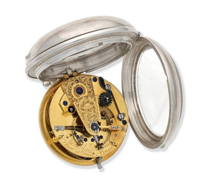 Montre de poche à couvercle ouvert, à clé argentée, de type Arnold