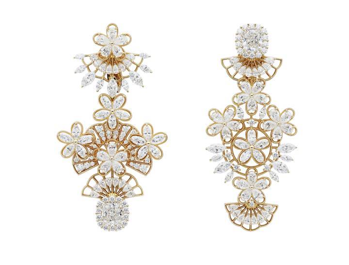 Boucles d'oreilles Dior Milly Dentelle, or jaune et diamants
