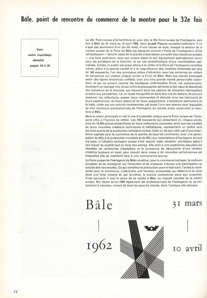 Le point de rencontre de l'horlogerie (Europa Star, n°1/1962)