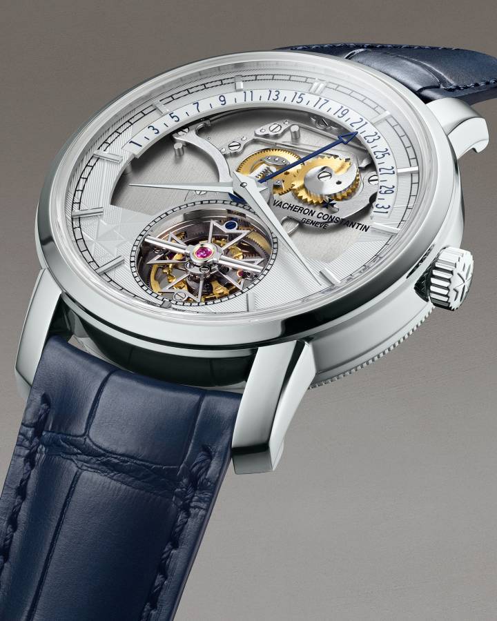 Traditionnelle tourbillon date rétrograde openface