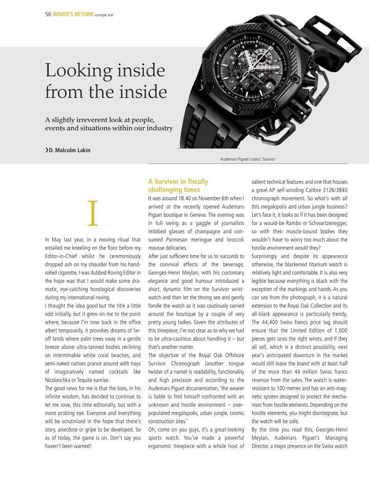 Une création iconique dans les archives d'Europa Star: la Royal Oak