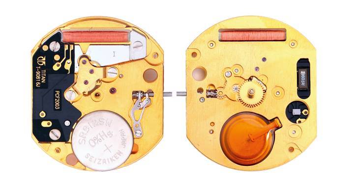 Le mouvement à quartz Edge mesure seulement 1,15 mm d'épaisseur et commande les fonctions heures et minutes.