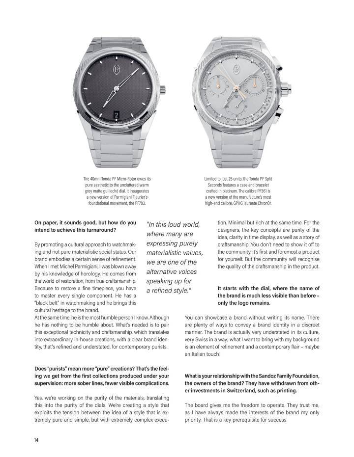 Rencontre avec Guido Terreni, alors tout juste installé à son poste, sur sa vision pour Parmigiani Fleurier, en 2021 dans Europa Star.