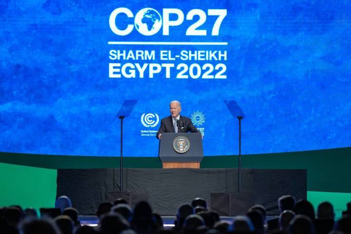 Le président américain Joe Biden lors de la récente COP27 tenue à Charm el-Cheikh en Egypte