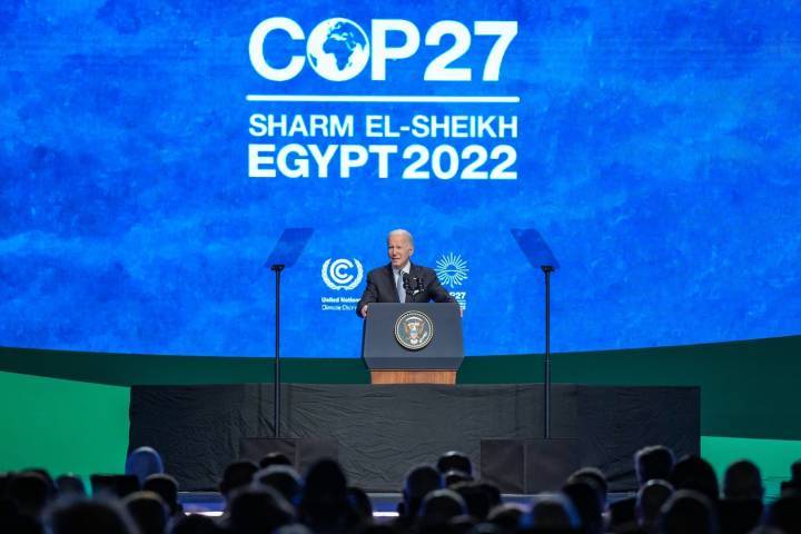 Le président américain Joe Biden lors de la récente COP27 tenue à Charm el-Cheikh en Egypte