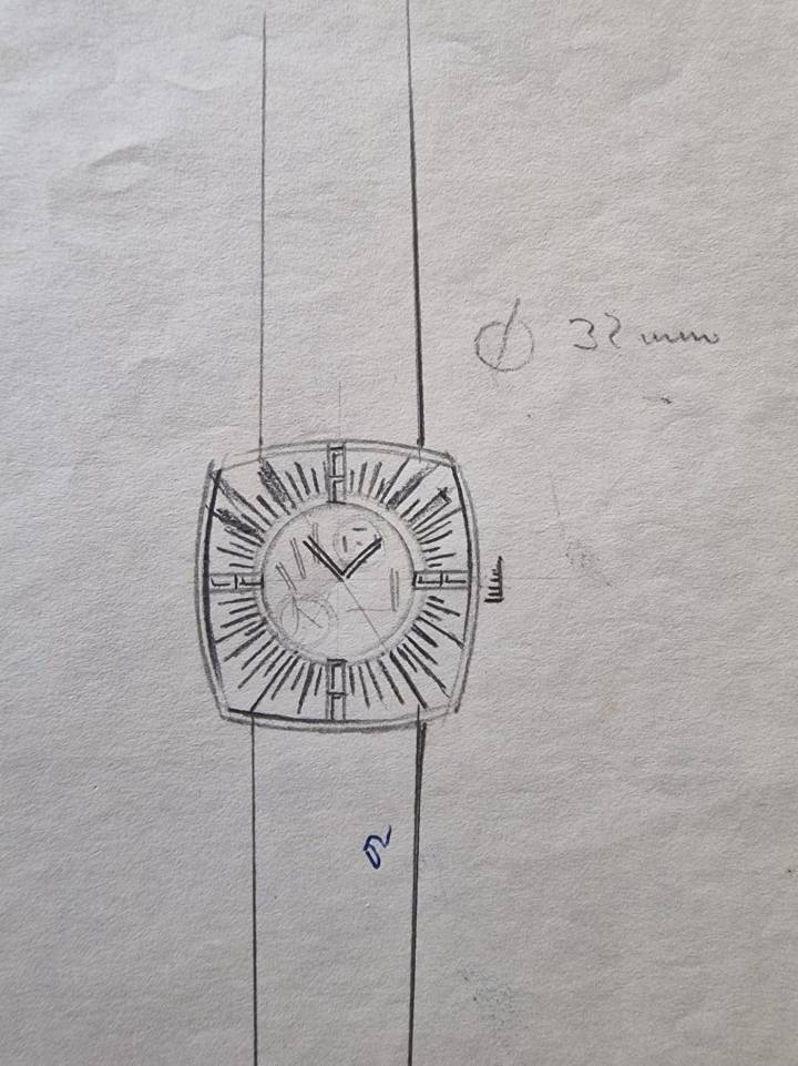 Esquisses d'une montre de la main de Charles Zuber: elles ont été découvertes dans ses archives trois ans après la création de la Perfos!