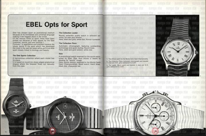 Dans les années 1970 et 1980, Ebel investit le domaine du sport. Aujourd'hui, le segment sport-chic domine le paysage créatif de l'industrie horlogère.