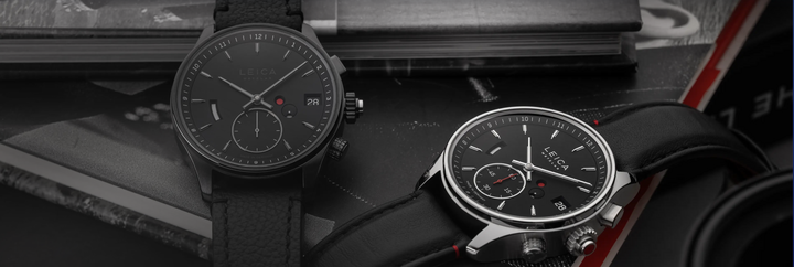 Les montres Leica ZM 1 et ZM 2, dessinées par Achim Heine. Le mouvement et les composants de la montre sont fabriqués dans les ateliers de Lehmann Präzision, en Allemagne.