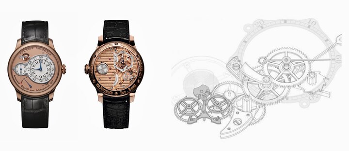 Chronomètre Optimum de François-Paul Journe (2011), équipé d'un échappement Bi-axial à Haute Performance (brevet EP11405210.3), inspiré de l'échappement «naturel» d'Abraham-Louis Breguet.