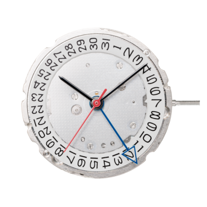 Mouvement automatique 9075 doté de la fonction True GMT. Diamètre 11 1/2'''. Épaisseur 4,92 mm. Précision -10 à +30 sec/jour. Aiguille GMT centrale Réglage individuel de l'aiguille des heures. Réserve de marche environ 42 heures.