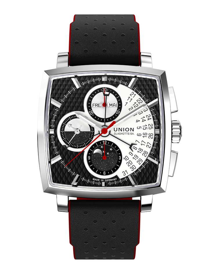 L'Averin présente un boîtier de forme coussin distincte. Ce chronographe est équipé du calibre UNG-27.S2 doté d'un spiral en silicium et d'une réserve de marche de 65 heures.